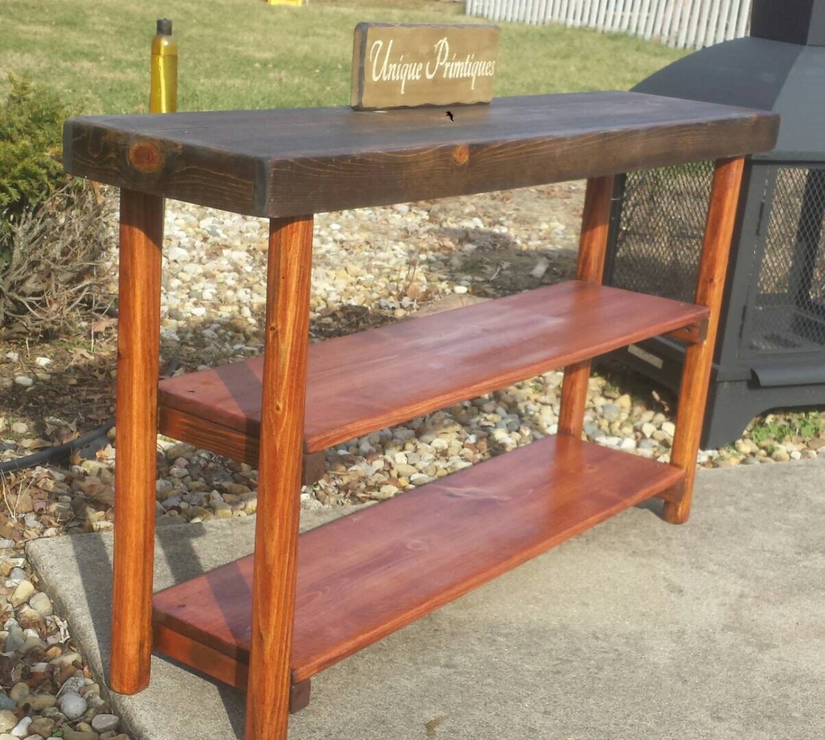 Rustic SOFA Console Accent Table Book Shelf Bookshelf Dark Etsy