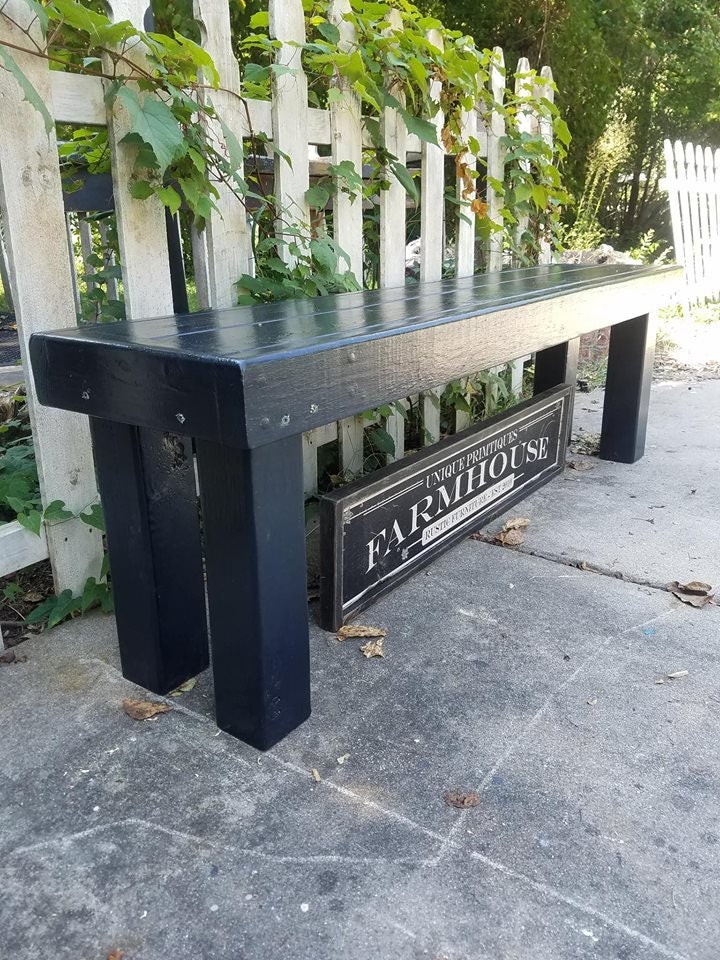 RUSTIC FARMHOUSE BENCH Farm House Indoor Outdoor Kitchen Dining Porch ...