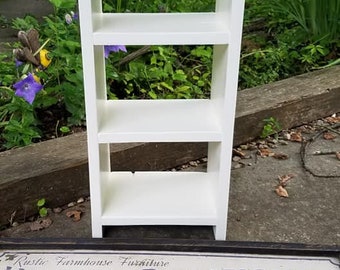 RUSTIC FARMHOUSE LADDER Bookcase Farm House Shelving Reclaimed Wood Stands Alone Storage Bookshelf Custom Sizes Colors Jewelry Shelf Unique