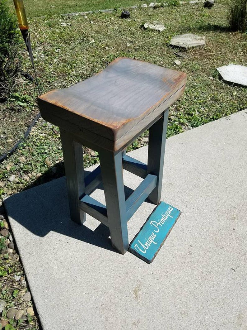 RUSTIC FARMHOUSE BAR Stool Farm House Weathered Gray Cobalt Etsy