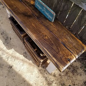 RUSTIC FARMHOUSE BENCH & Two Wood Crates Lot Dark Walnut Country White ...