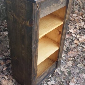 Rustic Primitive Large Dark Walnut Golden Oak Stain Reclaimed Wood Book Shelf Bookcase Hall Entry Kitchen 12x22-1/4x41h Custom Sizes Colors image 2