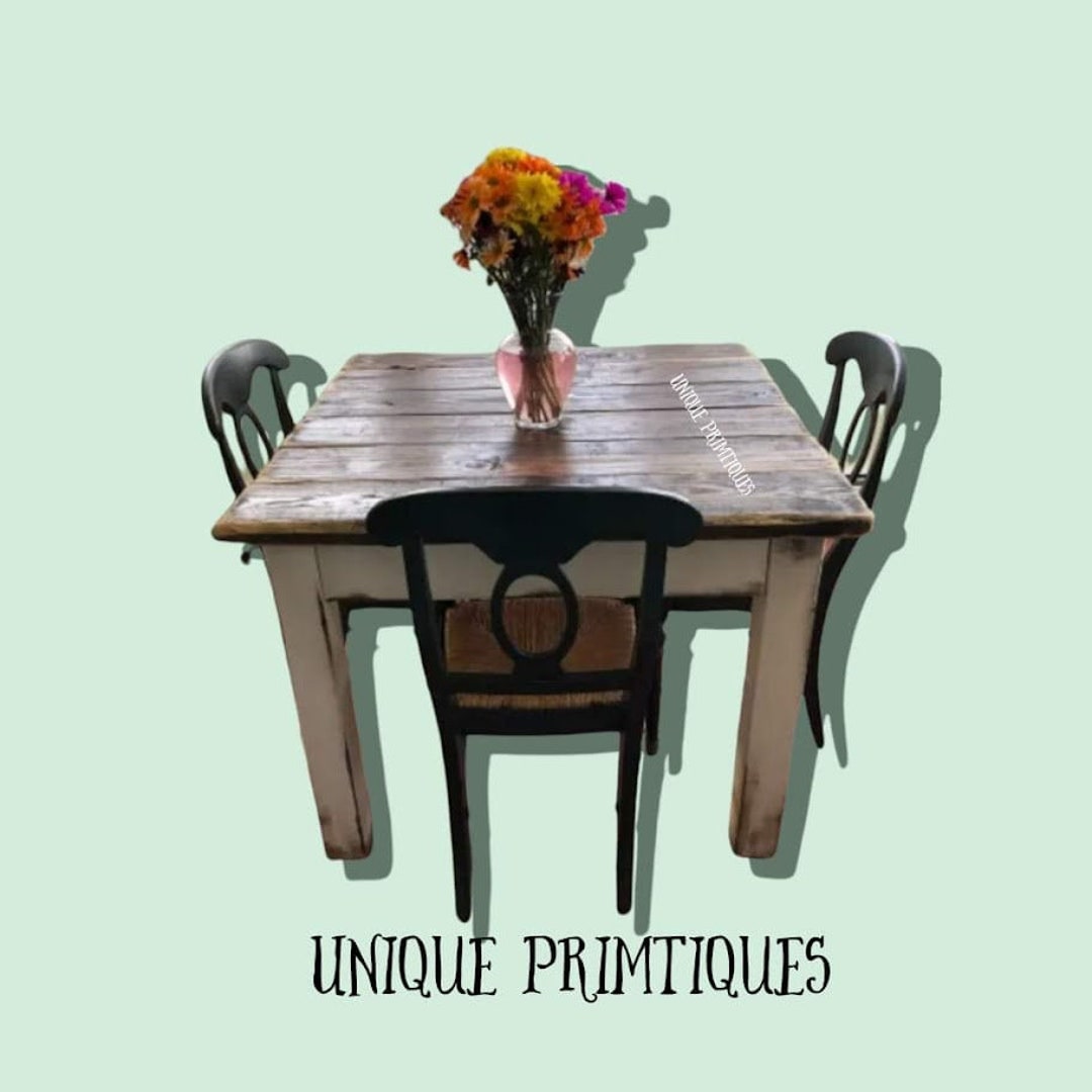RUSTIC FARMHOUSE TABLE Small Kitchen Dining Farm House Reclaimed Wood ...