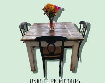 SQUARE FARMHOUSE TABLE Small Kitchen Dining Farm House Reclaimed Wood Dark Walnut Country White Kitchen Custom Sizes Colors Unique