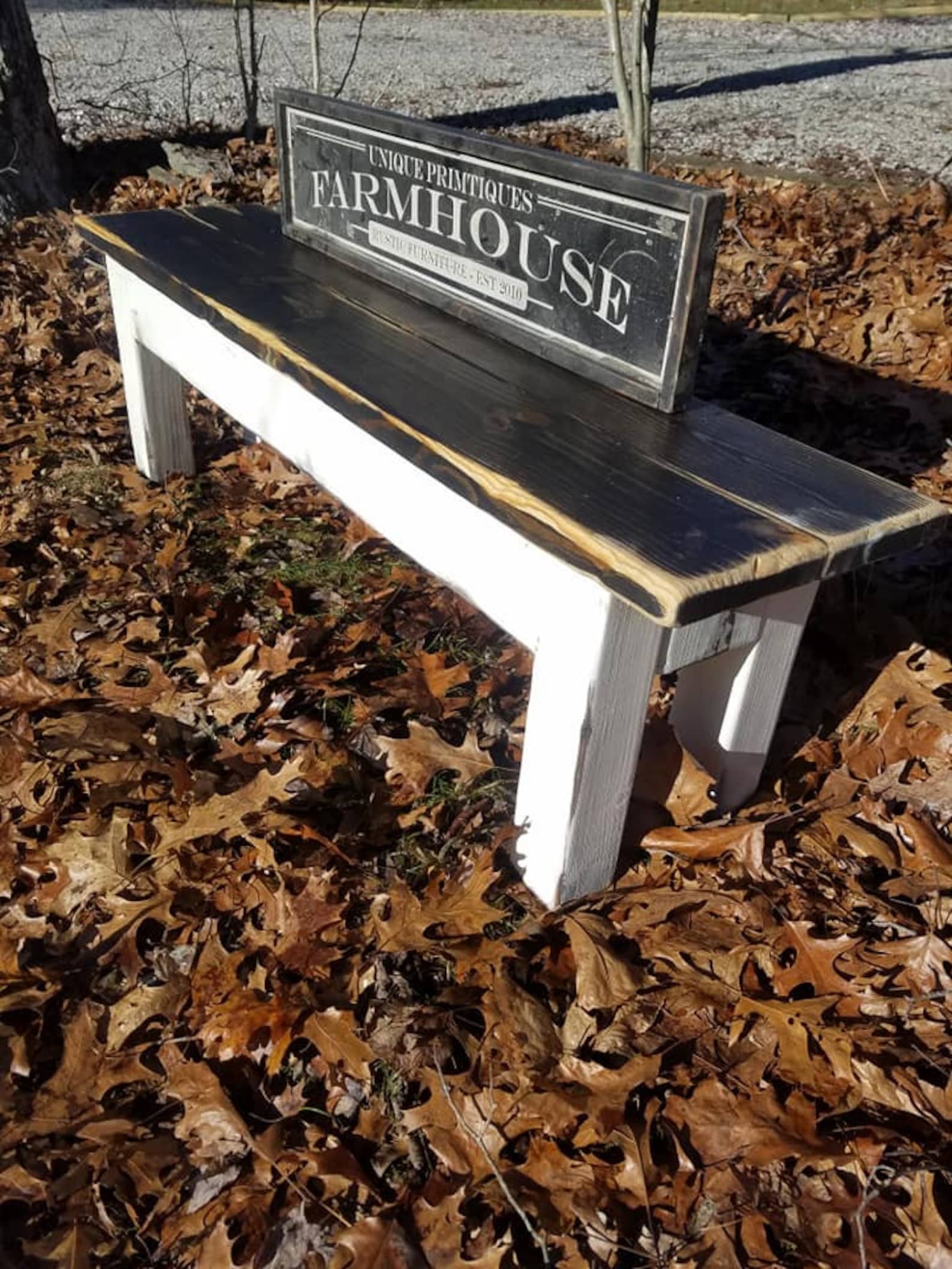 RUSTIC FARMHOUSE BENCH Farm House Indoor Outdoor Kitchen Dining Porch ...