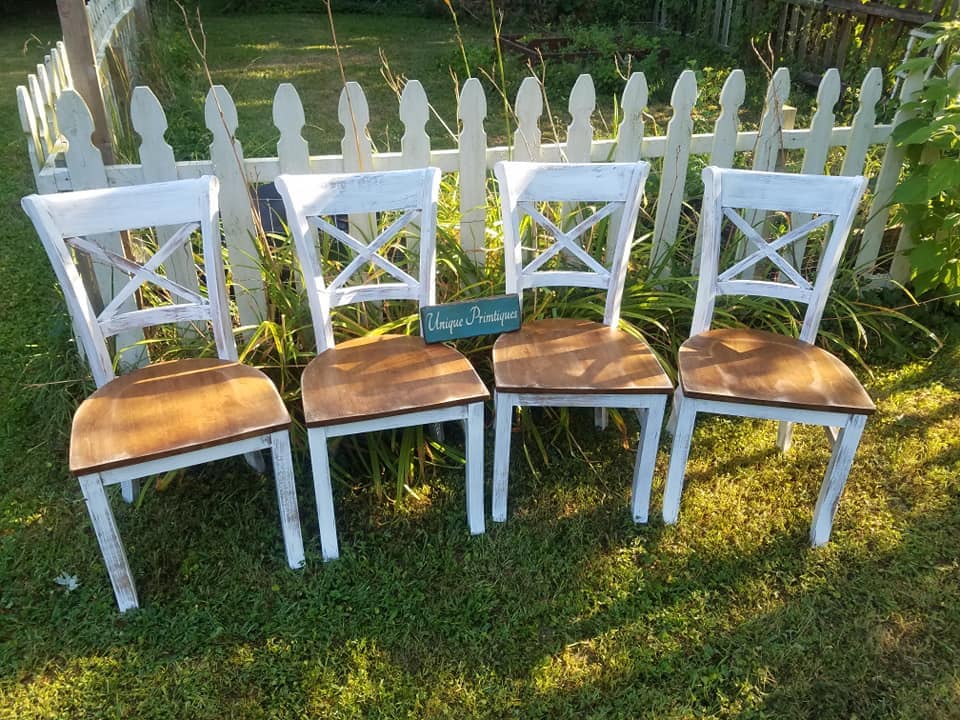 Rustic FARMHOUSE TABLE 6-piece SET Wood Farm House Kitchen Dining ...