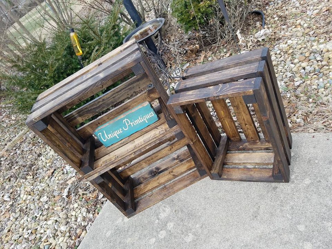 Rustic FARMHOUSE WOOD CRATES X3 Reclaimed Dark Walnut Crate Wall Shelf ...