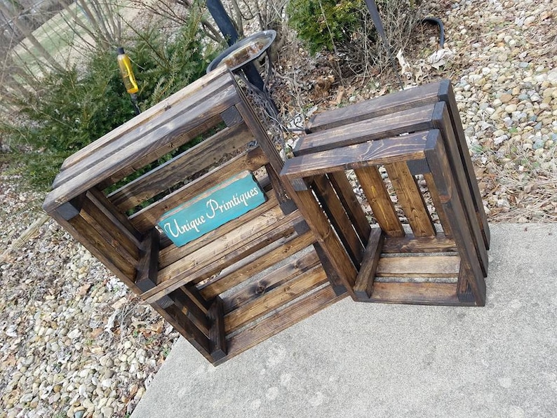 Rustic FARMHOUSE WOOD CRATES X3 Reclaimed Dark Walnut Crate Wall Shelf ...