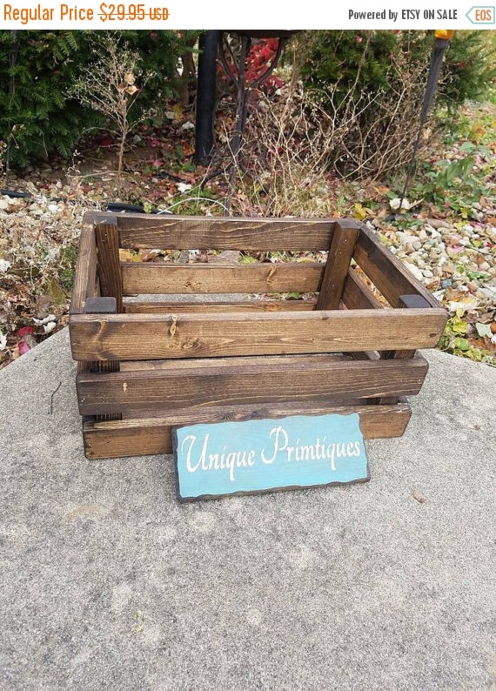 FARMHOUSE CRATE Rustic Reclaimed Wood Dark Walnut Farm House Wall Shelf ...