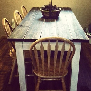 RUSTIC FARMHOUSE TABLE Farm House Kitchen Table Reclaimed Wood Distressed Dark Walnut Country White Custom Sizes Colors Unique Cabin Decor