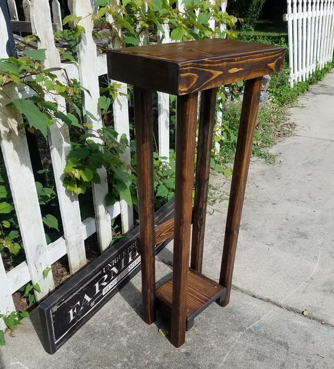 RUSTIC PLANT STAND Accent Table Lamp Entry Hall Console Table Coastal ...