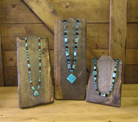 Rustic JEWELRY DISPLAY Necklace Stand Holder SET of Three