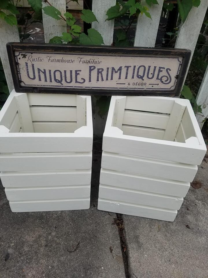Two RUSTIC FARMHOUSE CRATES Reclaimed Salvaged Wood Wall Shelf Storage ...