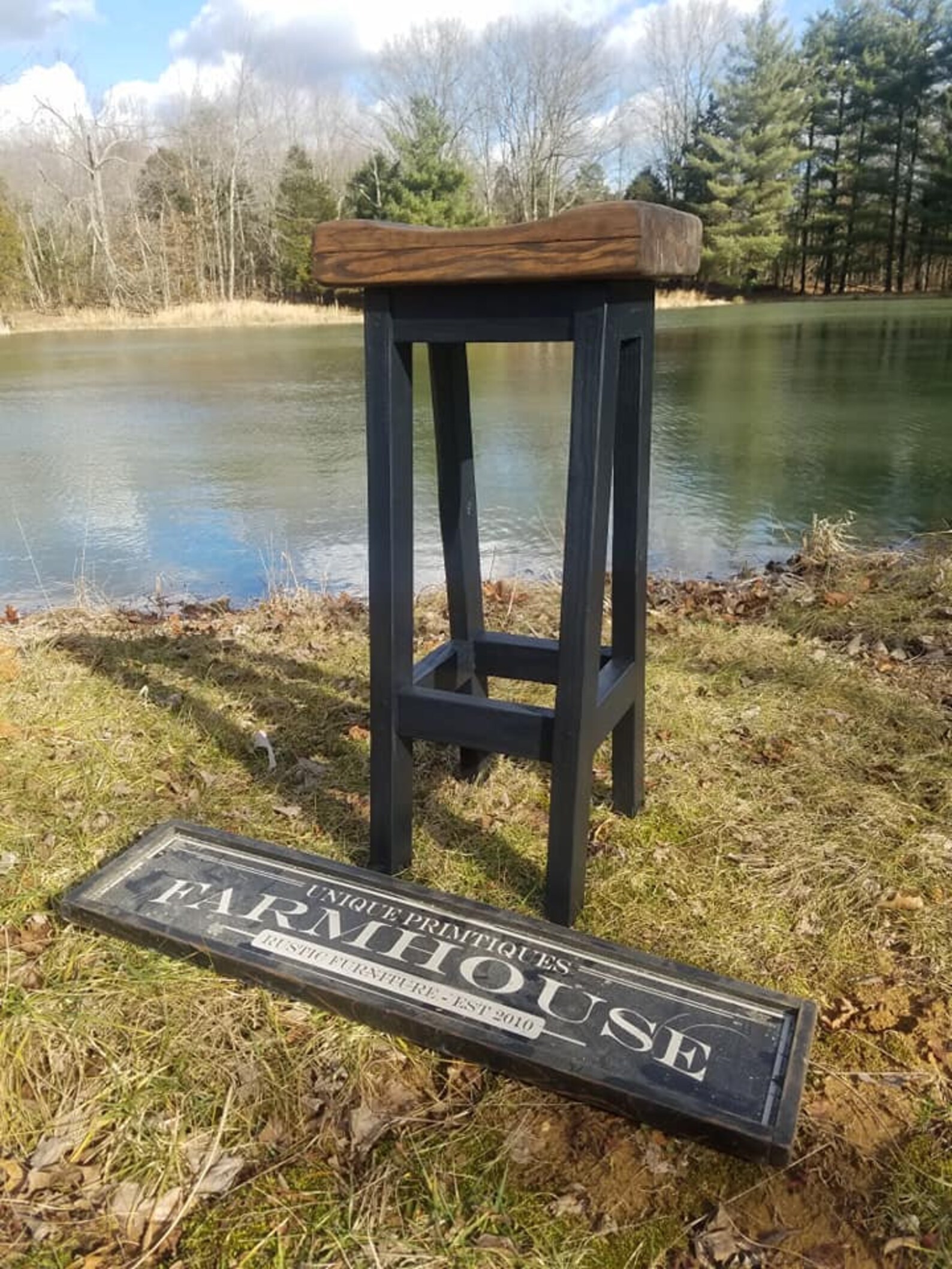 RUSTIC FARMHOUSE BAR Stool Farm House Country Kitchen White Etsy