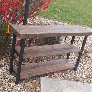 CONSOLE TABLE Rustic Bookcase Hall Entryway Entry Reclaimed Book Shelf Shelving Kettle Black Dark Walnut 14x54x32h Custom Sizes Colors