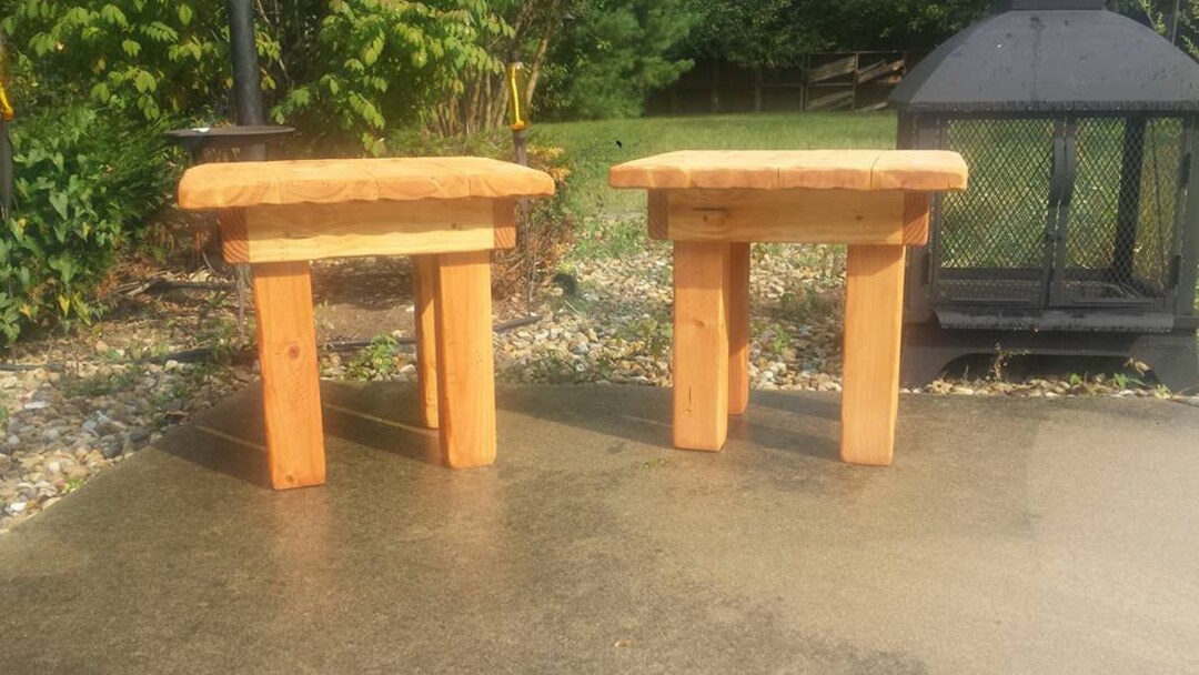 RUSTIC FARMHOUSE END Table Set Farm House Tables Golden Pecan Side ...
