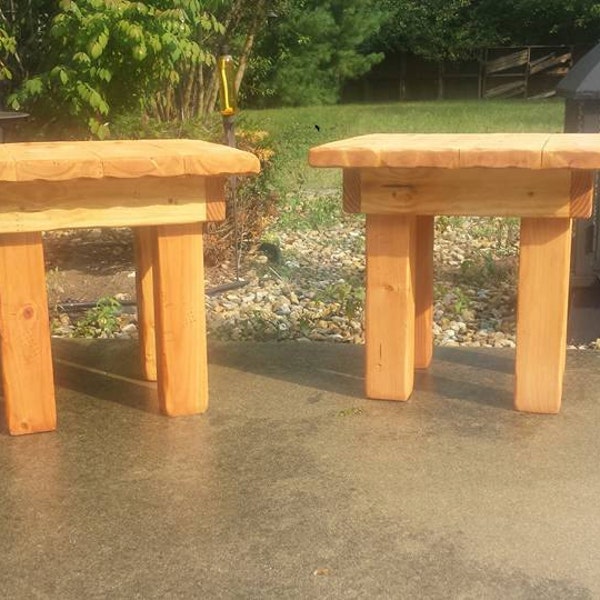 RUSTIC FARMHOUSE END Table Set Farm House Tables Golden Pecan Side Reclaimed Wood 22x22x20h Custom Sizes Colors Plant Printer Night Stand