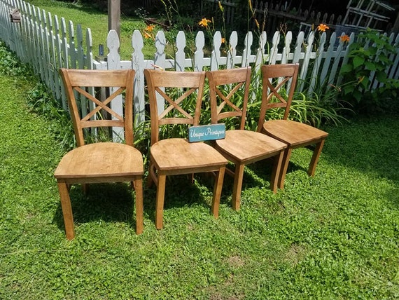 Beautiful Rustic Wood Malaysian Oak CHAIR Solid Wood X back Style