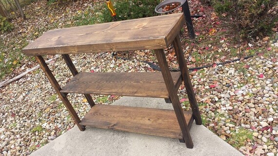 Rustic Primitive Reclaimed Wood SOFA Hall Console Accent Table Book Shelf Dark Walnut Stained Bookcase 12x48x36h Custom Sizes Colors Avail