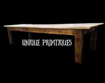 Rustic FARM TABLE  Reclaimed Wood Farm House Primitive Country Cabin Distressed Large Kitchen Table Custom Sizes Colors 6&quot; Solid Legs
