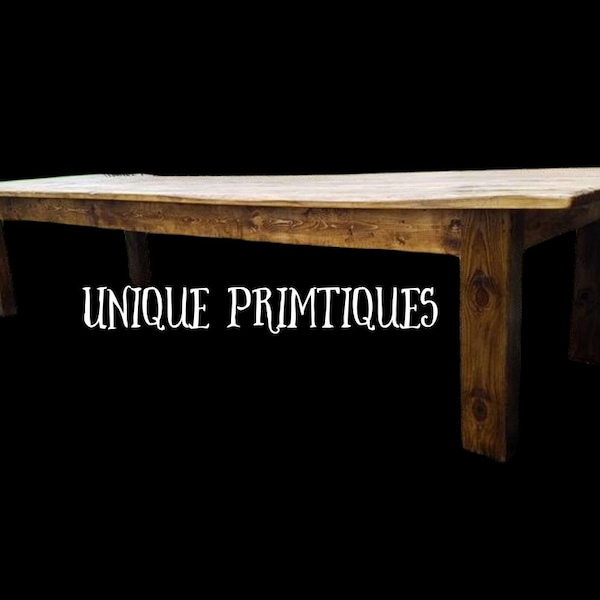 Rustic FARM TABLE  Reclaimed Wood Farm House Primitive Country Cabin Distressed Large Kitchen Table Custom Sizes Colors 6" Solid Legs
