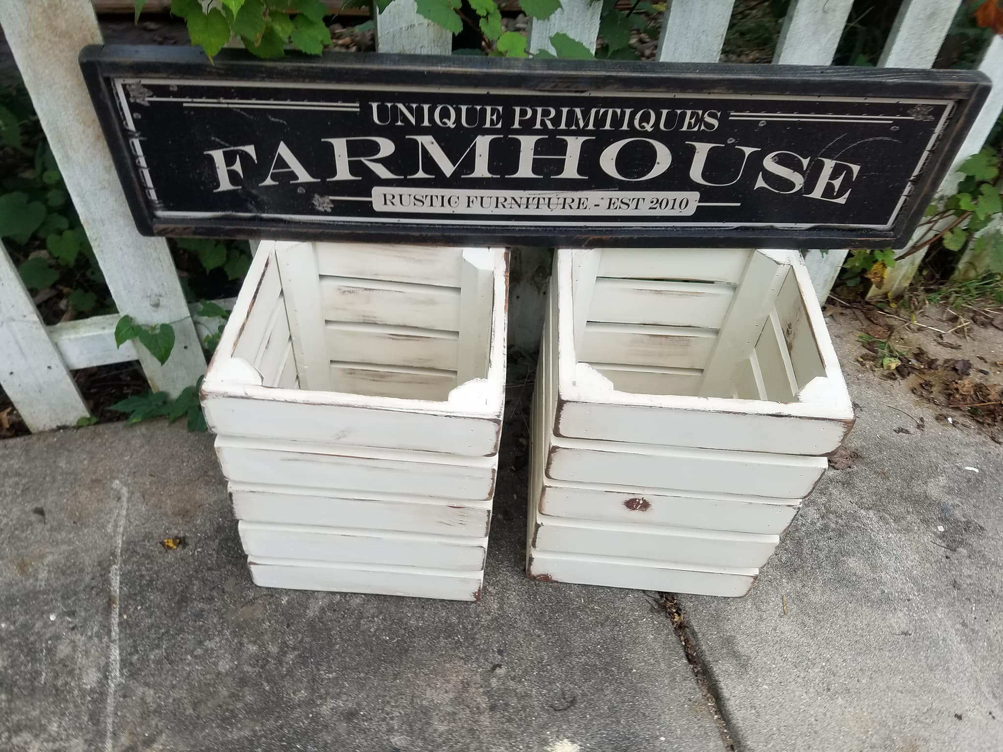 Two RUSTIC FARMHOUSE CRATES Reclaimed Salvaged Wood Wall Shelf Storage ...