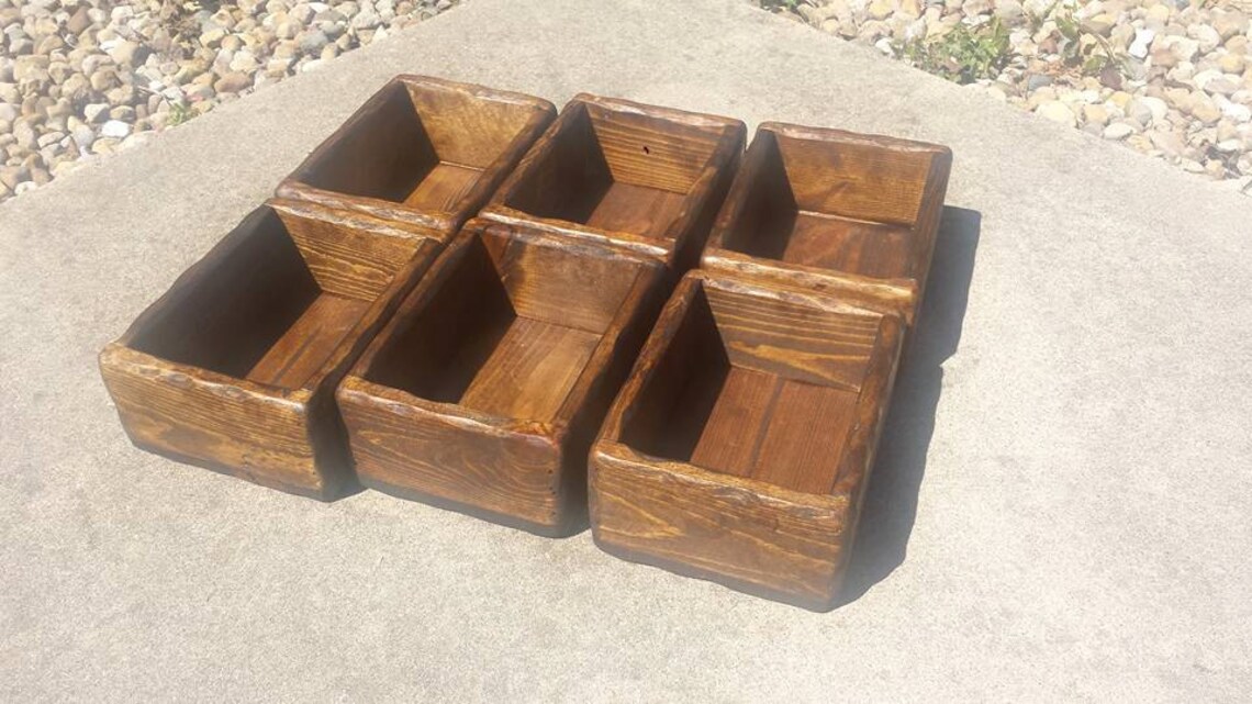 Rustic Reclaimed Wood Tray Box LOT OF SIX Candle Holder Etsy