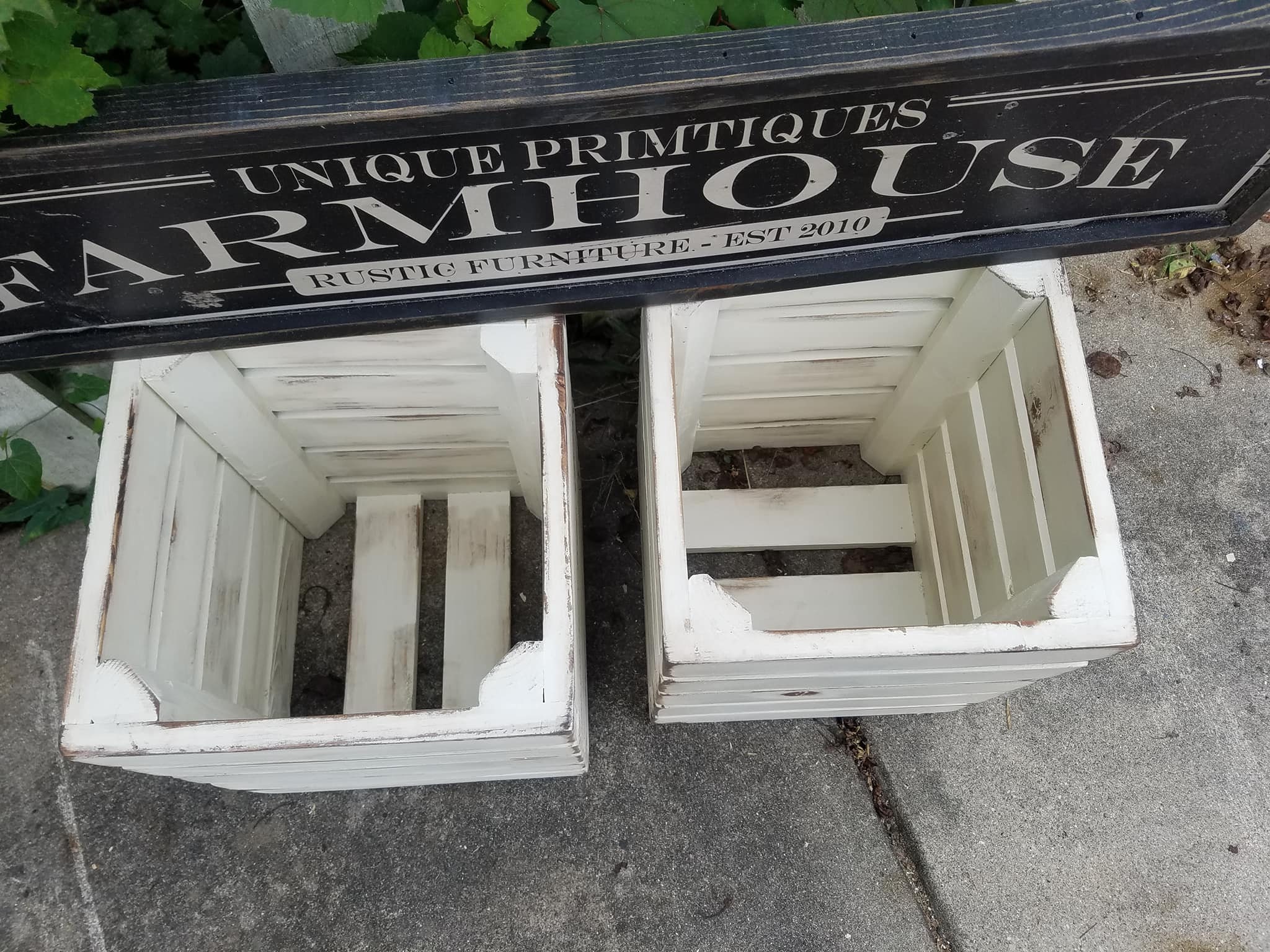 Two RUSTIC FARMHOUSE CRATES Reclaimed Salvaged Wood Wall Shelf Storage ...
