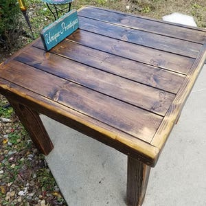 Rustic Square Reclaimed Wood Table Distressed Dark Walnut Stain By Unique Primtiques Kitchen Dining Custom Sizes Colors Benches Available