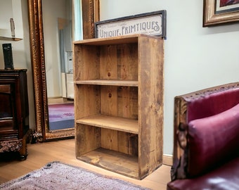 RUSTIC FARMHOUSE BOOKCASE Farm House Country Cabin Shelving Reclaimed Wood Book Shelf Bedroom Tv Stand Console Home Decor Stackable Unique