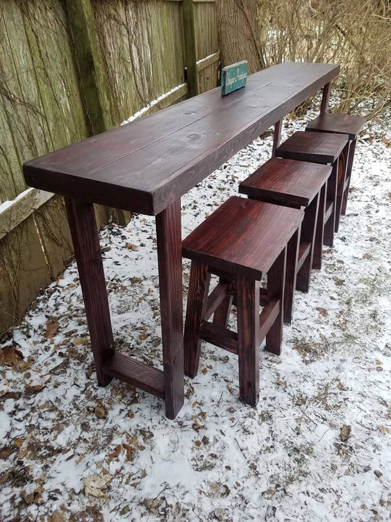 FARMHOUSE BAR STOOLS Two Rustic Kitchen Black Cherry Reclaimed Etsy