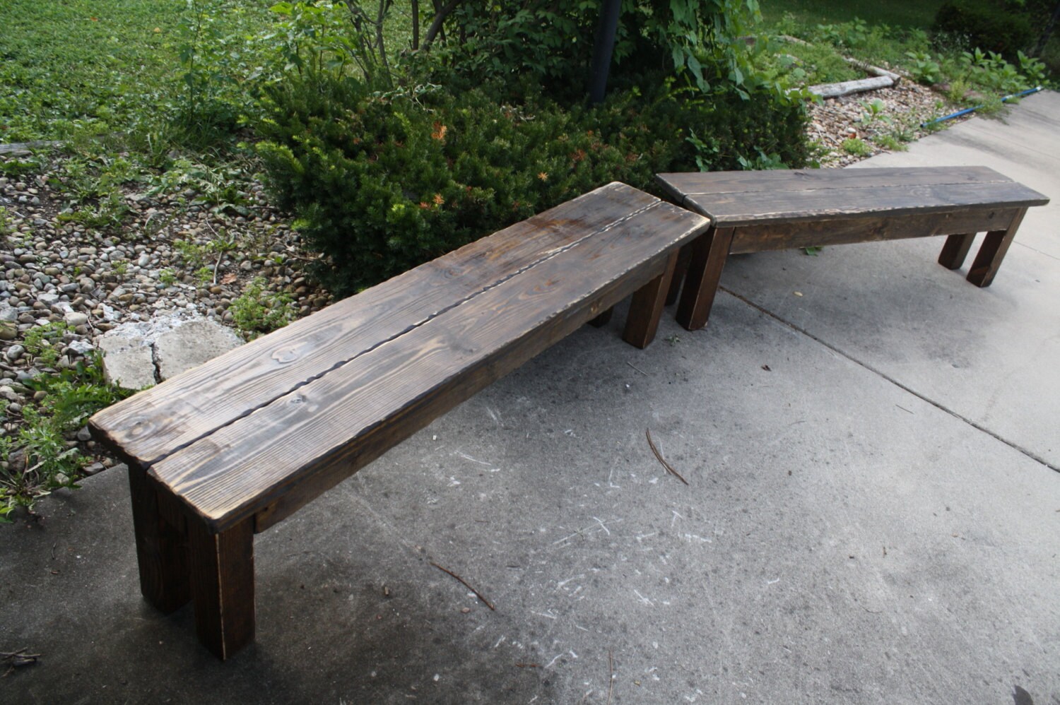 RUSTIC FARMHOUSE BENCH Set of Two Primitive Farm House Large Benches ...