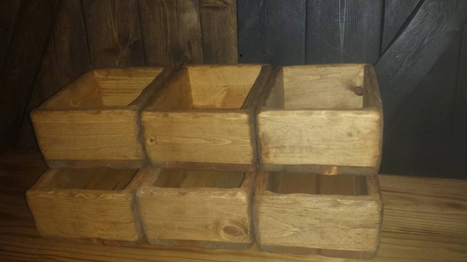 Rustic Reclaimed Wood Tray Box LOT OF SIX Candle Holder Etsy