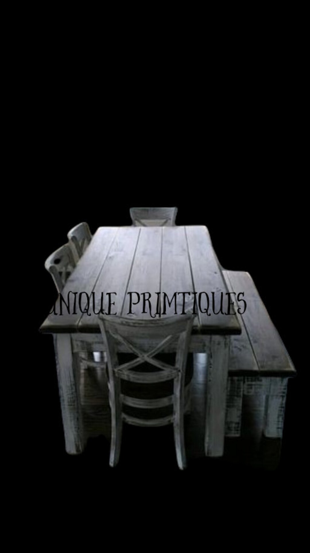 Rustic FARMHOUSE TABLE 6-piece SET Wood Farm House Kitchen Dining ...
