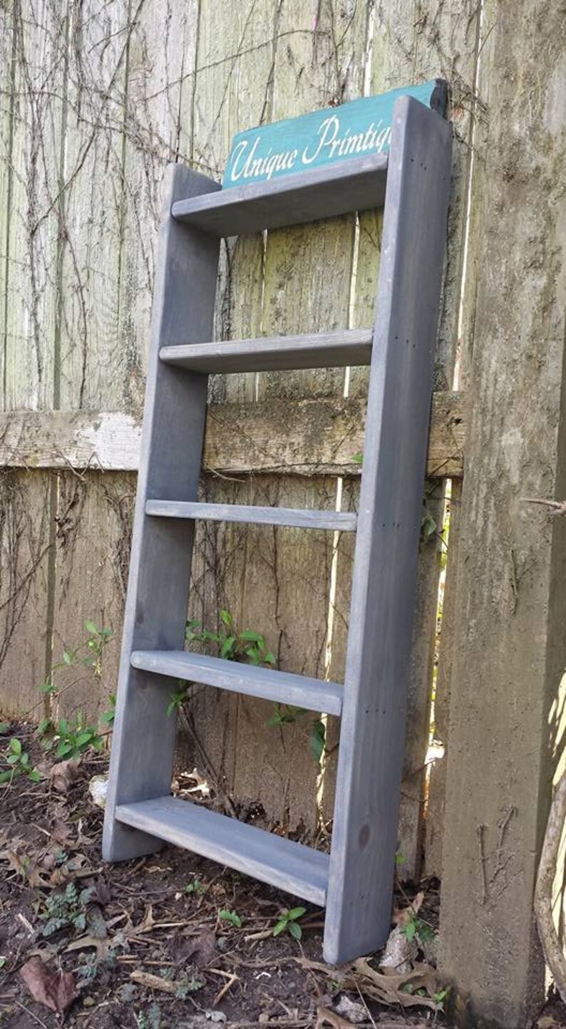 RUSTIC WOOD LADDER Weathered Gray Shelf Home Wall Decor 14w X Etsy