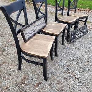 FOUR Beautiful Rustic Wood Malaysian Oak CHAIRS Solid Wood X-Back Style Kitchen Dining Room Seating Custom Colors Solid & Sturdy Unique