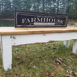 Rustic FARMHOUSE BENCH W/ Two Matching Wooden Crates - Etsy