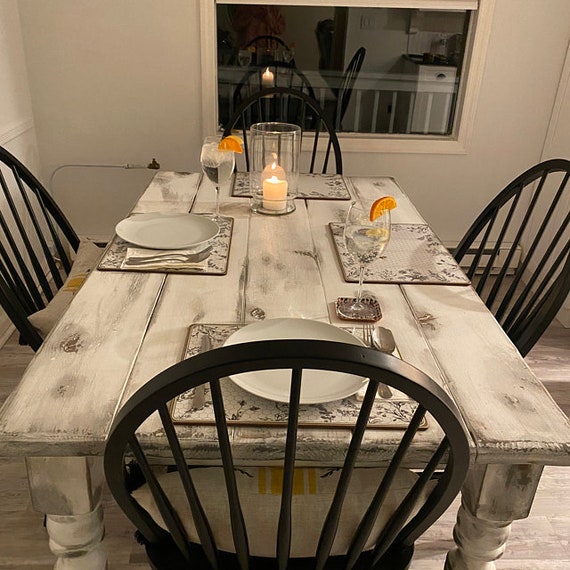 French Country Rustic Farmhouse TABLE Reclaimed Weathered White