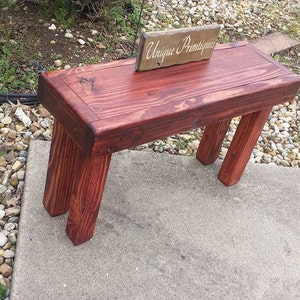 RUSTIC WOOD BENCH Bombay Mahogany Solid Wood Framed Indoor Outdoor Bench 11x32x19&quot;h Custom Sizes Colors Kitchen Garden Porch Dining Patio