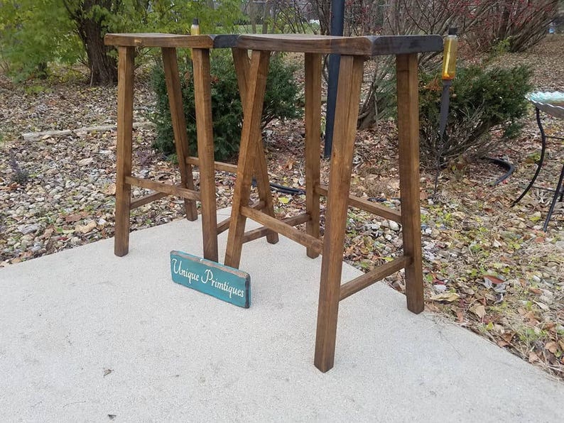 Rustic Wood BAR STOOL 30 High Malaysian Solid Oak Custom Etsy