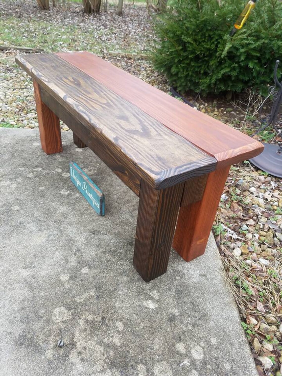 Rustic WOOD FARMHOUSE BENCH Country Farm House Reclaimed Wood Dark ...