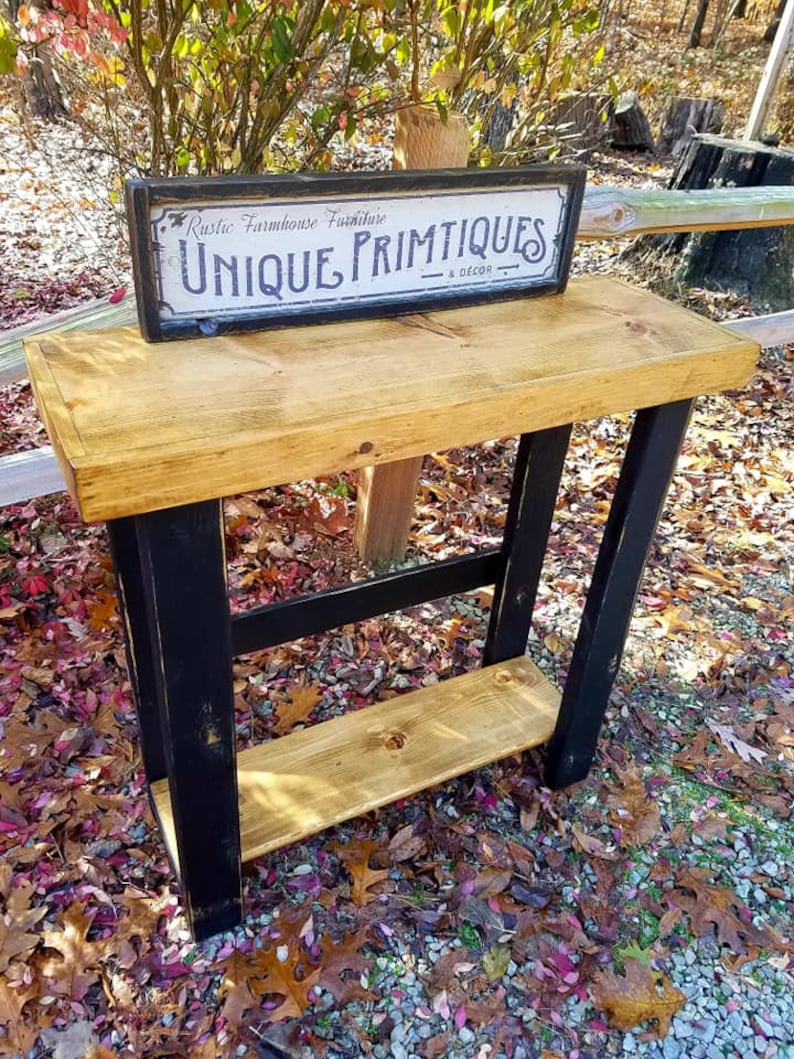 Rustic ACCENT TABLE Reclaimed Wood Console Sofa Hall Entryway Entry TV ...