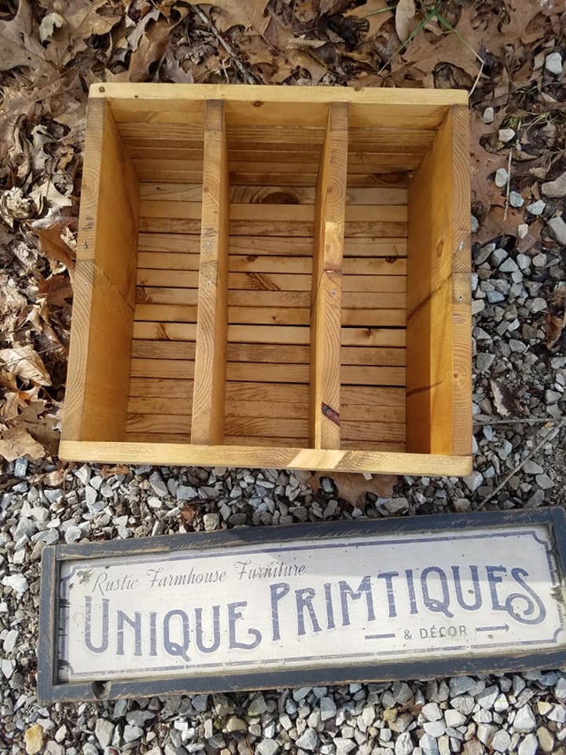 Rustic FARMHOUSE BOX CRATE W Dividers Bathroom Kitchen Wine - Etsy