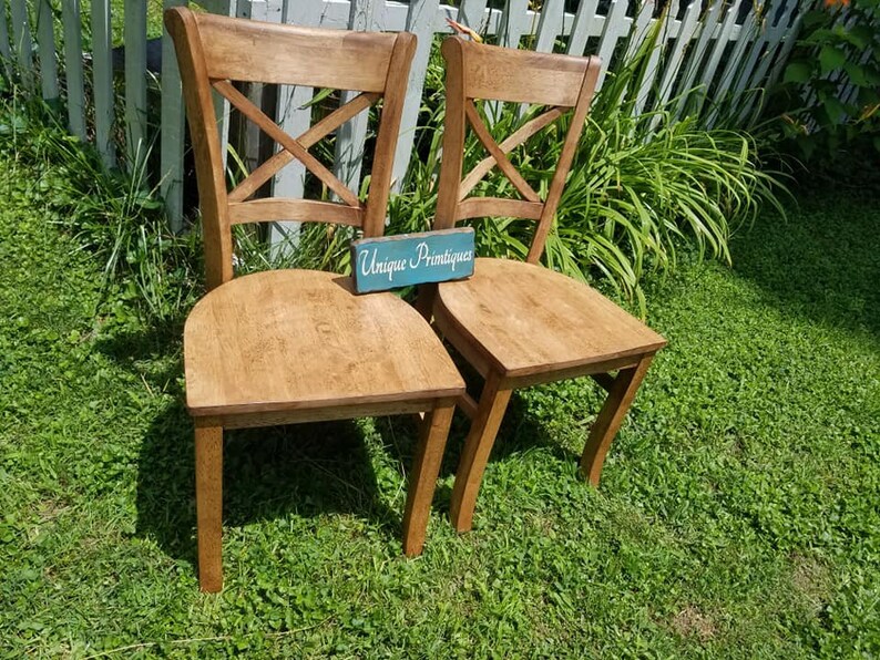 TWO Beautiful Rustic Wood Malaysian Oak CHAIRS Solid Wood Etsy