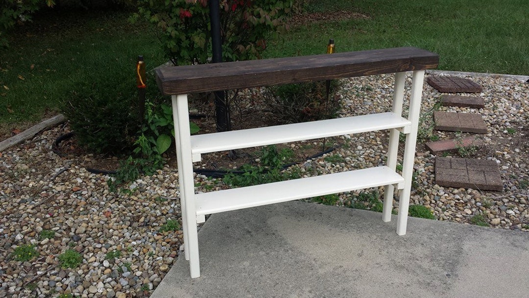 SOFA Console Entry HALL Accent Table Rustic Dark Walnut Country White ...