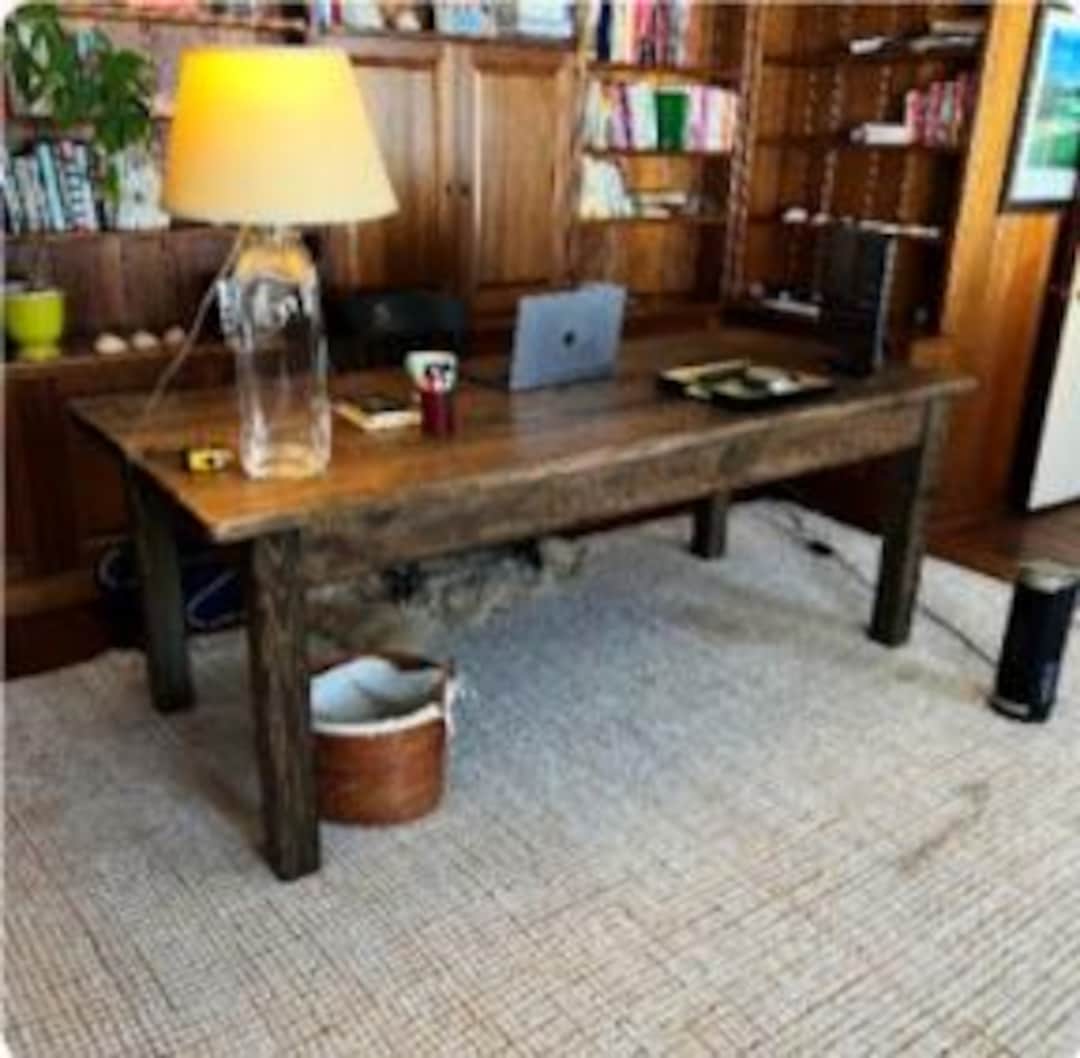 RUSTIC FARMHOUSE TABLE Reclaimed Wood Dark Walnut Primitive Farm House ...