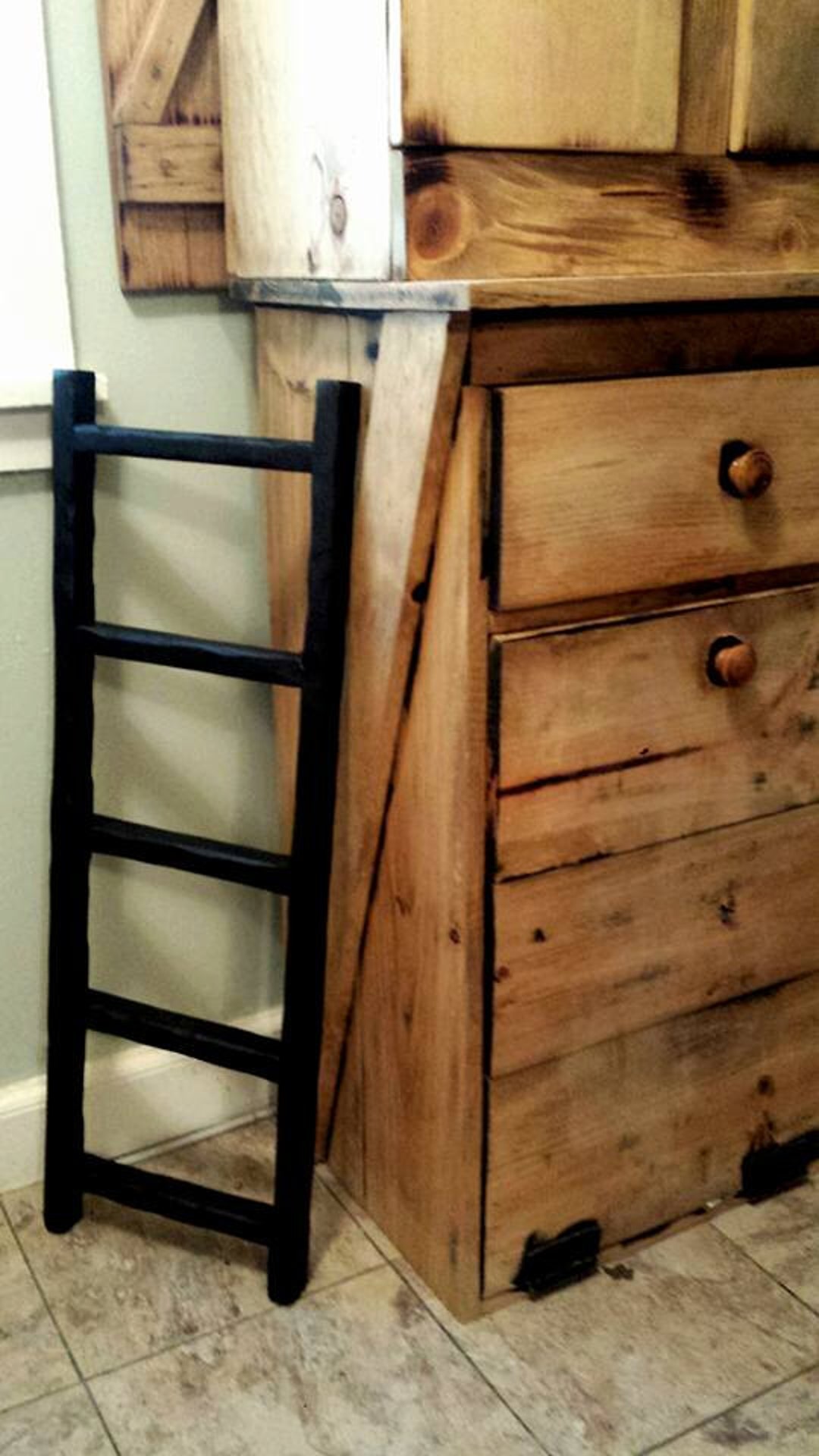 RUSTIC WOOD LADDER Primitive Ebony Home Wall Decor 11 W X 33 H Custom