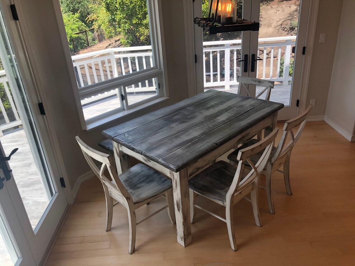 Rustic FARMHOUSE TABLE 6-piece SET Wood Farm House Kitchen - Etsy