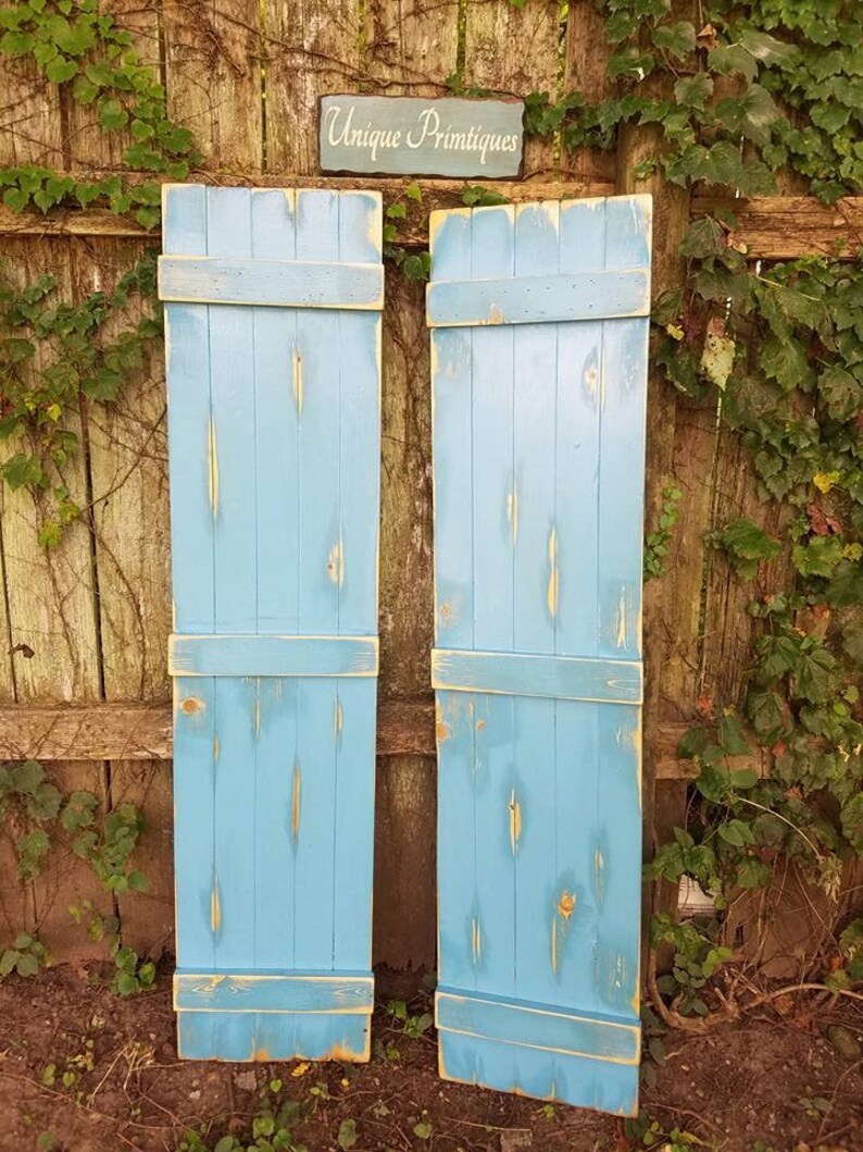 RUSTIC WOOD SHUTTERS 5-slat Country Barn Display Indoor Outdoor 12-1 ...