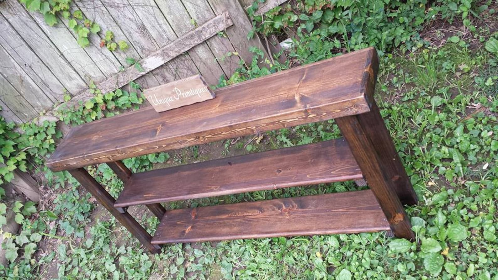RUSTIC SOFA TABLE Narrow Console Bookcase Entryway Entry Shelf Hall ...